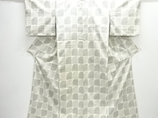 アンティーク　抽象模様織出し手織り紬着物